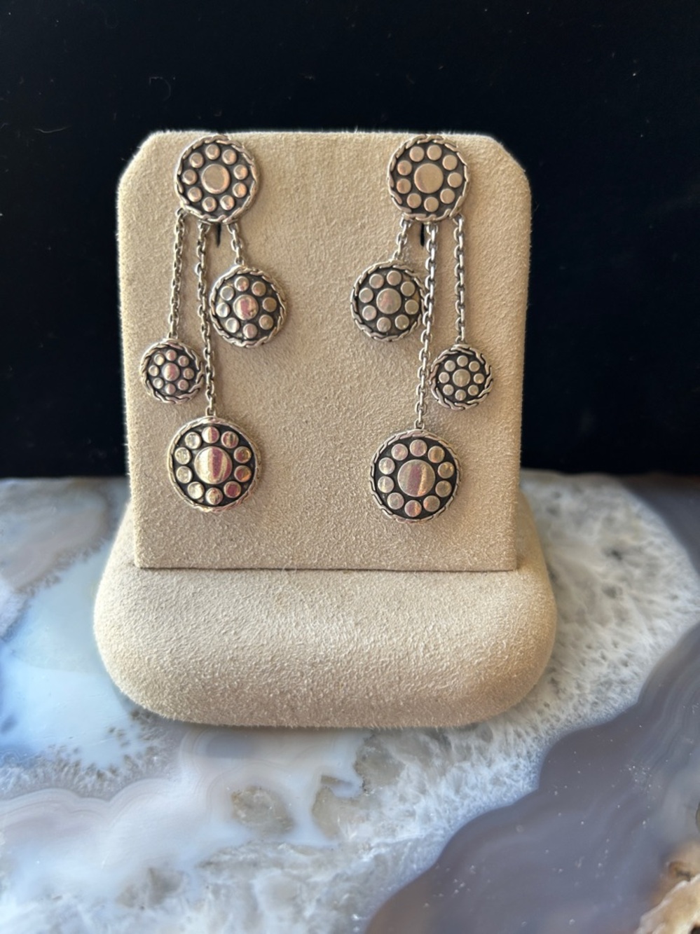 John Hardy Silver Multi-Drop Circle Earrings - Picture 2 of 8
